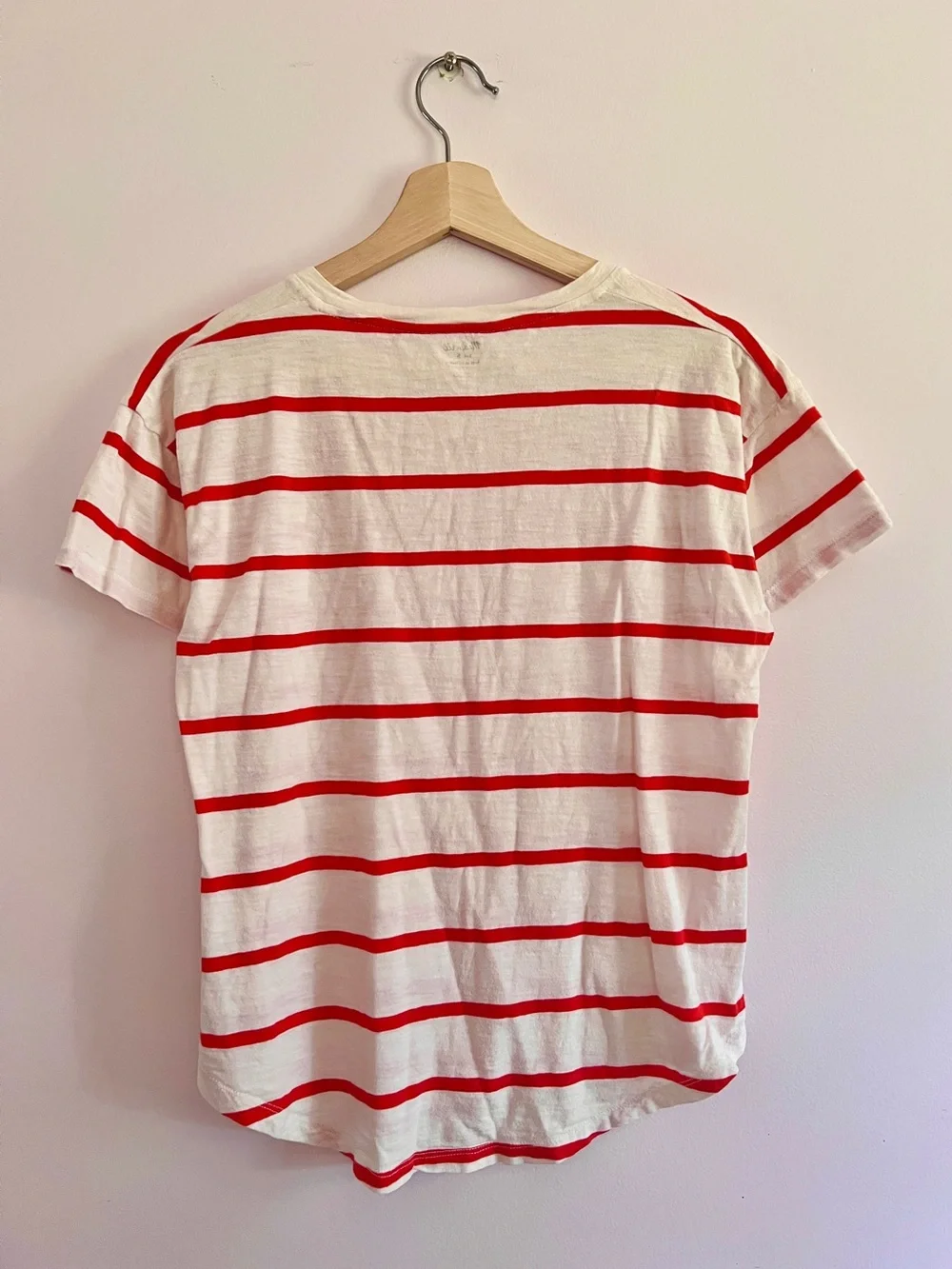 Madewell 100% Cotton Red Striped Short Sleeve Tee